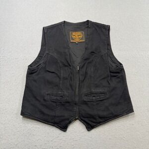 Milwaukee Denim Vest Men's 3XL Black Zip Up Canvas Mesh Lined Motorcycle Biker